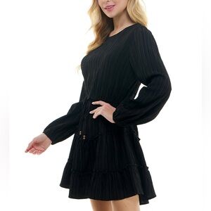 NWT: City Studios: Juniors' Crinkle Pleat Drawstring-Waist Fit & Flare Dress